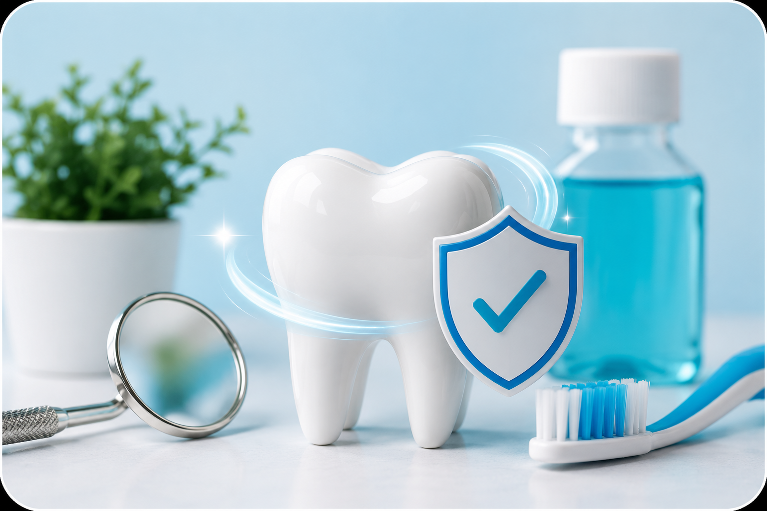 Cleaning and prevention dental care for healthy teeth and gums